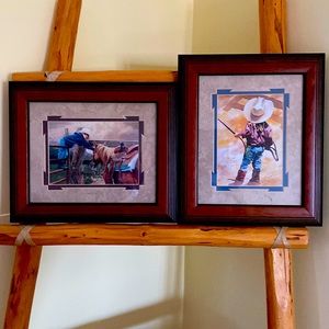 Cowboy and Cowgirl framed/matted pictures